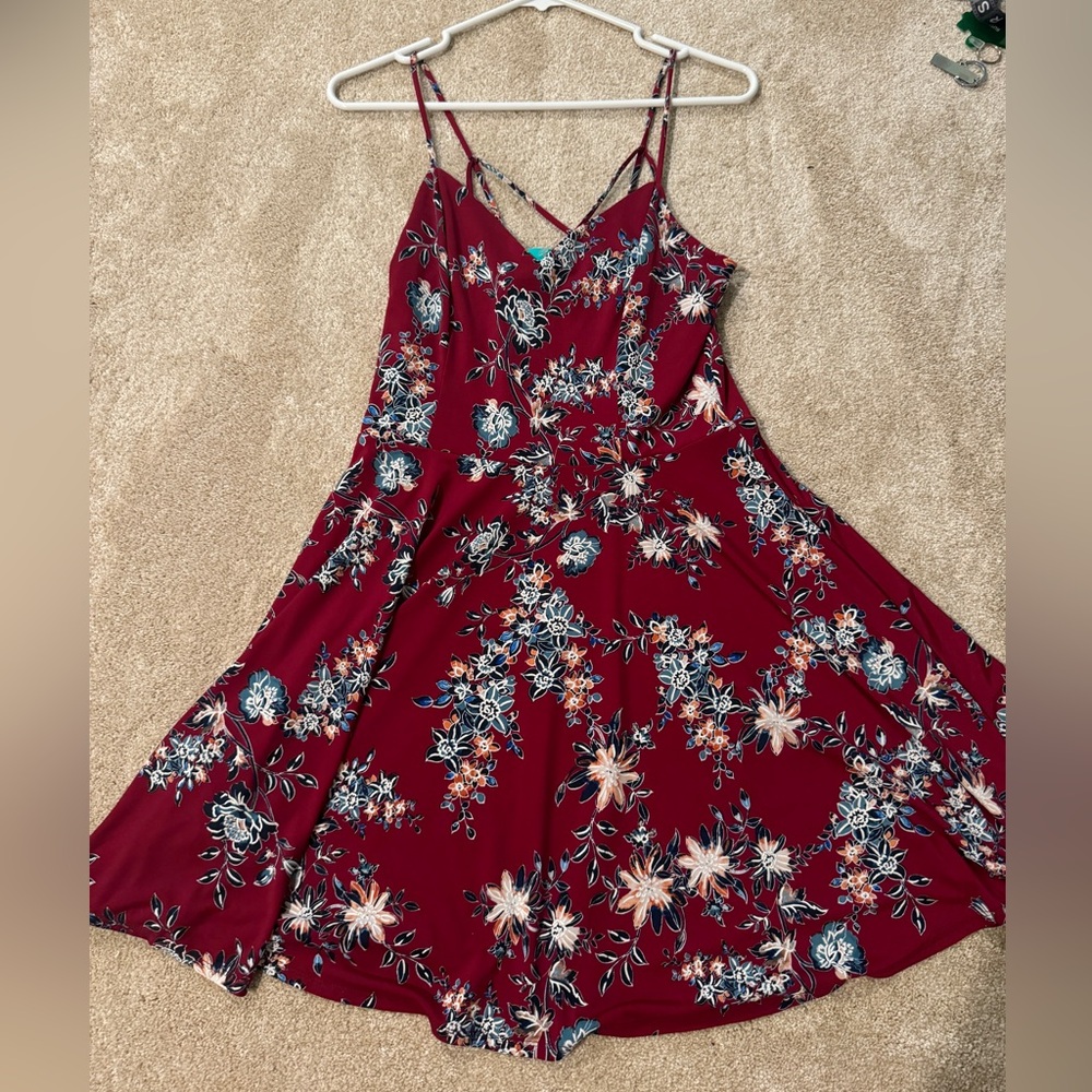 Maroon Floral Sundress